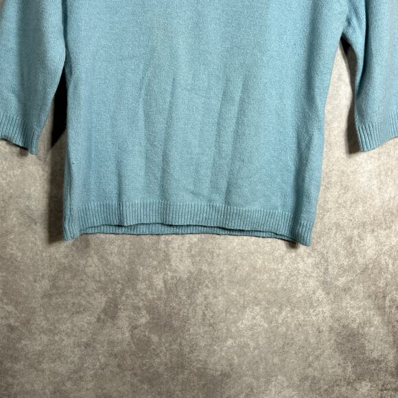 LouLou‎ Sweater Womens Medium Blue Wool Angora Cashmere Blend Knit Pullover NEW - Picture 3 of 8
